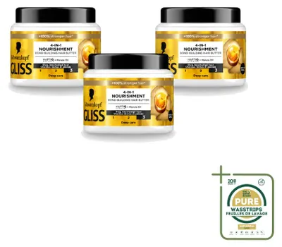 Productafbeelding van 3 x Gliss Ultimate Repair 4-in-1 Haarmasker - 400 ml - Voordeelverpakking - 3 stuks