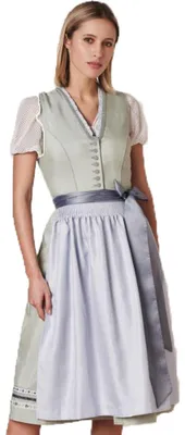 Produktbild von Julia Trentini Designer Dirndl "Nila" V-Ausschnitt 700265 | Grün Silbergrau - 70cm Größe: 40