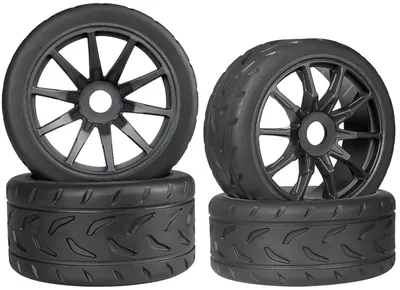 Obrázok produktu pre Sada štyroch pneumatík pre modely áut v mierke 1/7, určená na jazdu po asfalte