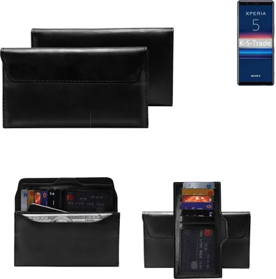 Produktbild von K-S-Trade Handy Hülle kompatibel mit Sony Xperia 5 Schutz Hülle Tasche Schutz Case Handytasche Kunstleder schwarz, 1x