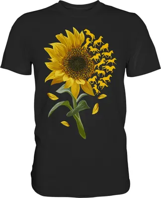 Produktbild von Pferde Sonnenblumen T-Shirt Gärtner Reiter Geschenk Garten – Black / 3XL