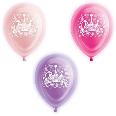 Produktbild von Prinzessin LED Leuchtballons Set, 5 Stück, ca. 25 cm Durchmesser, für Kinderparty