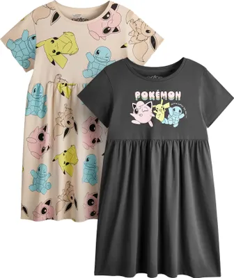 Produktbild von Pokemon - Kleid für Mädchen(2er-Pack) NS8721 (128) (Dunkelgrau/Hellbraun)