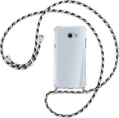Produktbild von Handykette Backcover-Schutzhülle mit Band (Metall silberfarben) für Samsung Galaxy A5 2017 - schwarz/grau/weiß