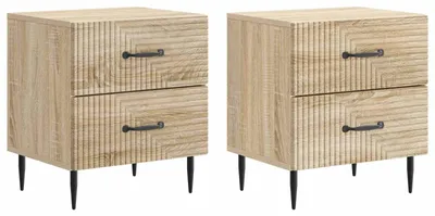 Obrázok produktu pre Nočný stolík so zásuvkou 2 pcs Dub sonoma 43 x 34,5 x 47,5 cm