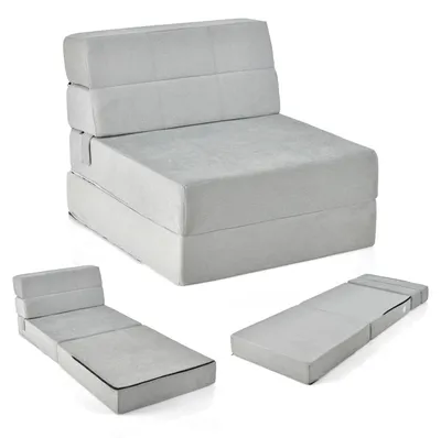 3-in-1 Schlafcouch, Klappmatratze, 15 cm, 190x71 cm, grau