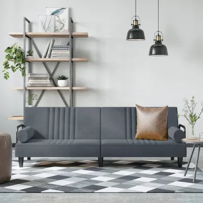 Produktbild von Schlafsofa mit Armlehnen Dunkelgrau Samt , Schlafsofas Design 2024
