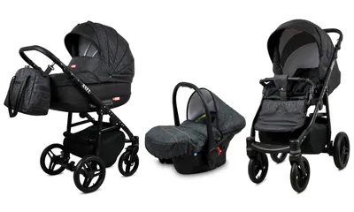 Produktbild von BabyLux® Axel | 3in1 Kinderwagen Set | Carbon | Kombikinderwagen | Kinderwagenset | Buggy + Baby