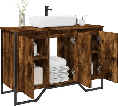 Produktbild von Möbel Waschbeckenunterschrank Räuchereiche 91x35x60 cm Holzwerkstoff - Badezimmer 848661