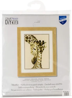 Kreuzstich-Set Giraffenfamilie, 19 x 28 cm, DIY