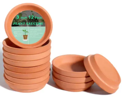 Imagen del producto de Macetas de terracota, de 3 pulgadas (7,6 cm), paquete de 12 unidades, para macetas de 6 cm