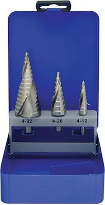 Zdjęcie produktu dla Zestaw wierteł stopniowych Strend Pro SS652, 4-12, 4-20, 4-32 mm, spirala HSS 6542, do metalu, profesjonalne
