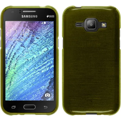 Produktbild von PhoneNatic Case kompatibel mit Samsung Galaxy J1 (2015 - J100) - pastellgrün Silikon Hülle brushed + 2 Schutzfolien