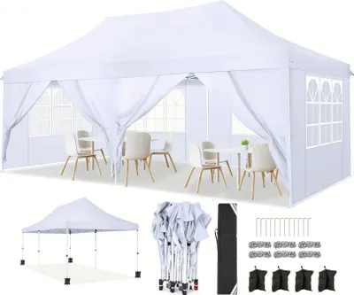 Obrázok produktu pre Pop-up pavilón, vodotesný, odnímateľné steny, biely, 3x6 m