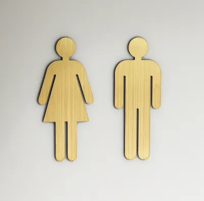 Produktbild von Türschild Set "Frau+Mann" Toilettenschild, goldfarben je 1 Stk. matt
