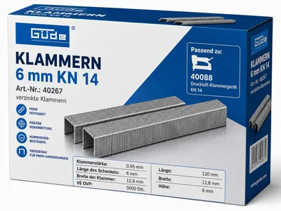 Produktbild von Güde Tacker Klammern 6 mm x 12,8 mm für KN 14, 5000 Stk.