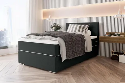Produktbild von 99rooms Phönix Mini Boxspringbett 100x200 cm Webstoff MALMO_NEW Anthrazit