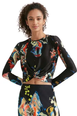 Produktbild von Desigual by Mr. Christian Lacroix Uma schwarz gemusterte Bluse für Damen XL
