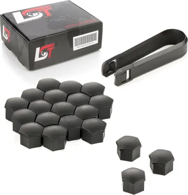 Produktbild von 20x Radschrauben Kappen Radschraubenkappen 17 mm schwarz Matt für VW SEAT SKODA