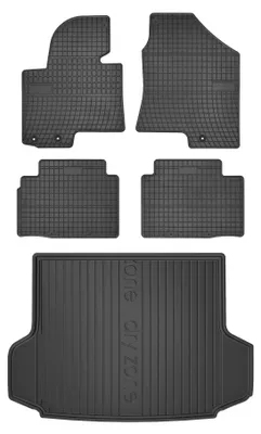 Productafbeelding van Rubberen automatten + kofferbakmat voor Hyundai ix35 2009-2015 (SUV) – 5-delig, zwart, op maat – Wielganizator SolidPRO