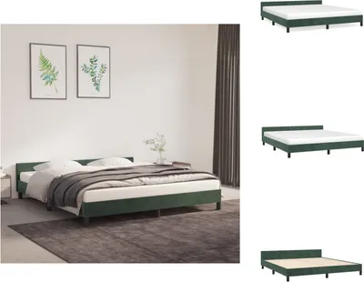 Produktbild von vidaXL Bettgestell mit Kopfteil Dunkelgrün 160x200 cm Samt -  Betten & Bettgestelle