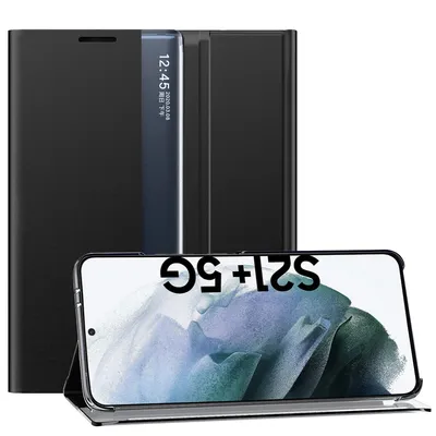 Obrázek produktu pro Samsung Galaxy S21 Plus 5G Pouzdro, Slim Flip Kožené Pouzdro s Okénkem a Stojánkem pro Samsung Galaxy S21 Plus 5G černé