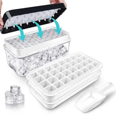 Produktbild von Famanu Eiswürfelbehälter mit Deckel und Container - 64 Eiswürfel