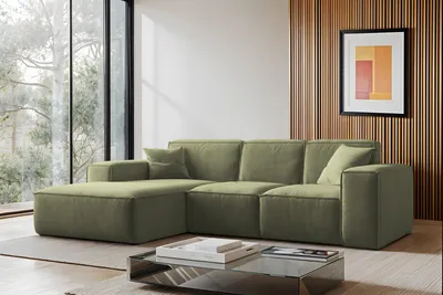 Produktbild von Kaiser Möbel Ecksofa, Sofa L form, Couch L form Siena L stoff Salvador Olive Links