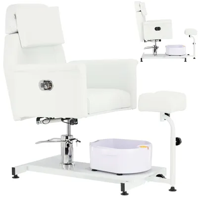 Obrázek produktu pro Kosmetické křeslo na pedikúru Luca s polohováním a masážními funkcemi pro nohy do spa salonu bílé.