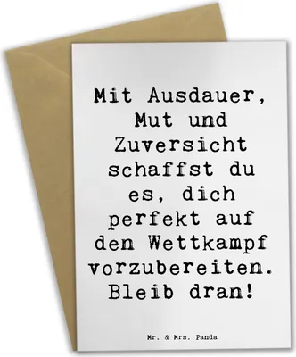 Produktbild von Mr. & Mrs. Panda Beileidskarte Spruch Wettkampfvorbereitung meistern - Weiß - Geschenk, Vertrauem, Grußkarten, osterkarte, Mut, Motivation, Mutmacher, Zuversicht, Trost