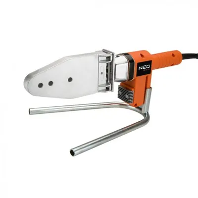 Produktbild von NEO TOOLS Schweißgerät für Kunststoffrohre 900W, für Muffen und Rohre: PE, PP, PB mit Ø bis 63 mm, Stromversorgung 230V, 50Hz, Masse 6,6 kg, Kopftemperatur 260°C, Gestell, Koffer