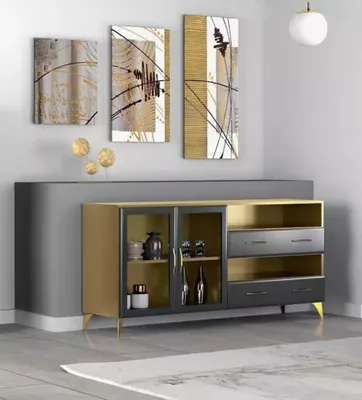 Image de Sideboard de luxe à bascule Moderne Salon Commodes Bois Commode