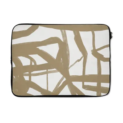 Produktbild von MuchoWow® Laptop Hülle 13 Zoll Abstrakt - Braun - Weiß Laptoptasche - Laptophülle - Sleeve - Rundumschutz