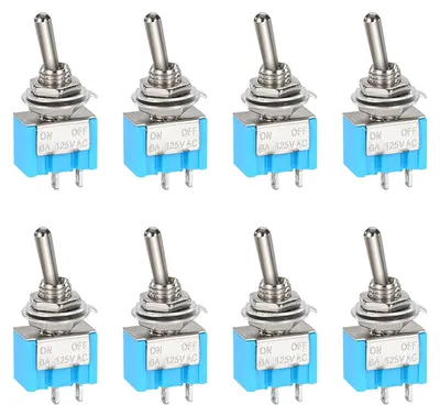 Immagine prodotto di 8 interruttori a levetta SPST, 12 V-24 V-48 V-110 V/10 A, 220 V-230 V/6 A