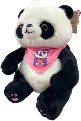 Produktbild von Kuscheltier Panda 25 cm mit rosa Halstuch – Weiches Plüschtier Stofftier