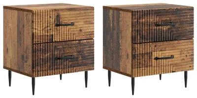Immagine prodotto di vidaXL Tavolino da notte, 2 pezzi, legno di recupero, 43 x 34,5 x 47,5 cm, materiale in legno