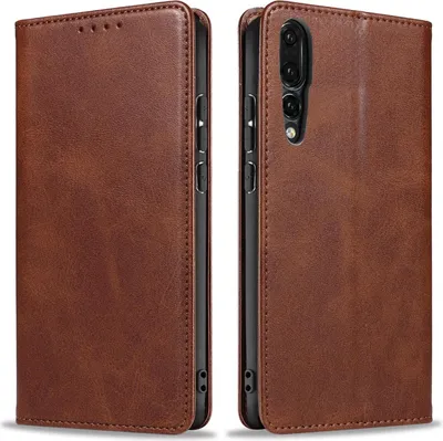 Produktbild von Handyhülle für Huawei P20 Pro Kunstleder Flip Cover Hülle Handytasche Case Kartenfach Farbe: Dunkelbraun