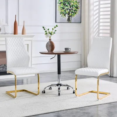 Immagine prodotto di STILVORA: Set di 2 sedie da pranzo con schienale alto e seduta imbottita, sedia da pranzo con motivo a rombo e struttura in metallo, sedia da cucina con base antiscivolo, set di 2 sedie
