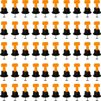 Produktbild von 50 Stück Fliesennivellierer 1,5 mm, wiederverwendbar, orange, PP-Edelstahl, Fliesennivellierungswerkzeug für Heimwerkerarbeiten