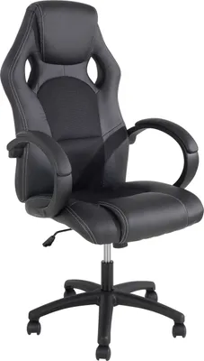 Produktbild von Gaming-Stuhl - Schwarz - Kunstleder - Mesh - mit Armlehnen