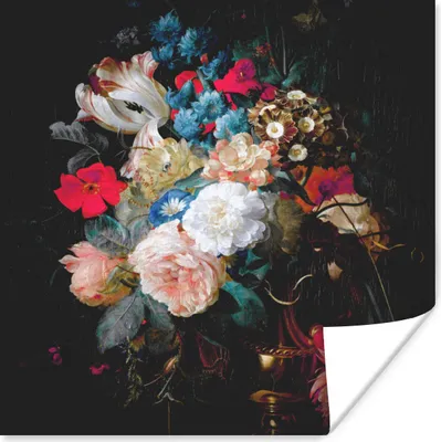 Produktbild von MuchoWow® Poster Blumen - Blumenstrauß - Regenbogen 100x100 cm - Babyzimmer