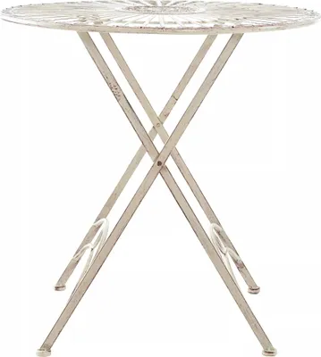 Immagine prodotto di In And OutdoorMatch Tavolo rotondo da giardino in metallo Lysanne - 4 persone - Resistente alle intemperie - Crema - 71x71x71cm