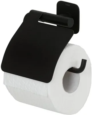 Immagine prodotto di Portarotolo per carta igienica Tiger con coperchio, colore nero