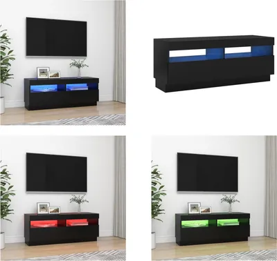Image de vidaXL Armoire TV avec lampes LED Noir 100x35x40 cm - Armoire TV - Armoire TV Avec LED - Meuble TV