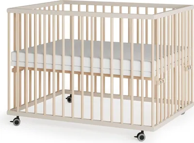 Produktbild von Laufgitter 75x100 cm mit Matratze SleepPlus, Lattenrost & Schlupfsprossen - sahara dust/natur -  Premium Kollektion