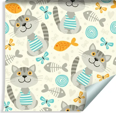 Produktbild von 10m VLIES TAPETE Rolle Kinderzimmer Katzen Herzen Schmetterlinge Natur XXL