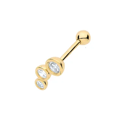 Produktbild von Wunderschöne 9 Karat (375) Gold Damen - Einzel Knorpel Ohrstecker mit Zirkonia - 10mm*4mm; TRS38071