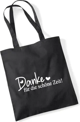 Produktbild von Huuraa Jutebeutel Danke für die schöne Zeit Herzen 10 Liter Black Baumwolle Tasche Geschenkidee