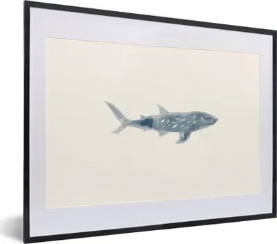 Produktbild von MuchoWow® MuchoWow® Gerahmtes Poster Fisch - Meer - Aquarell 40x30 cm - Poster mit zchwarzem Bilderrahmen - Bilderrahmen - Poster im Rahmen