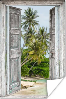 Produktbild von MuchoWow® Poster Tropisch - Palme - Blick - Meer 60x90 cm - Wanddekoration
